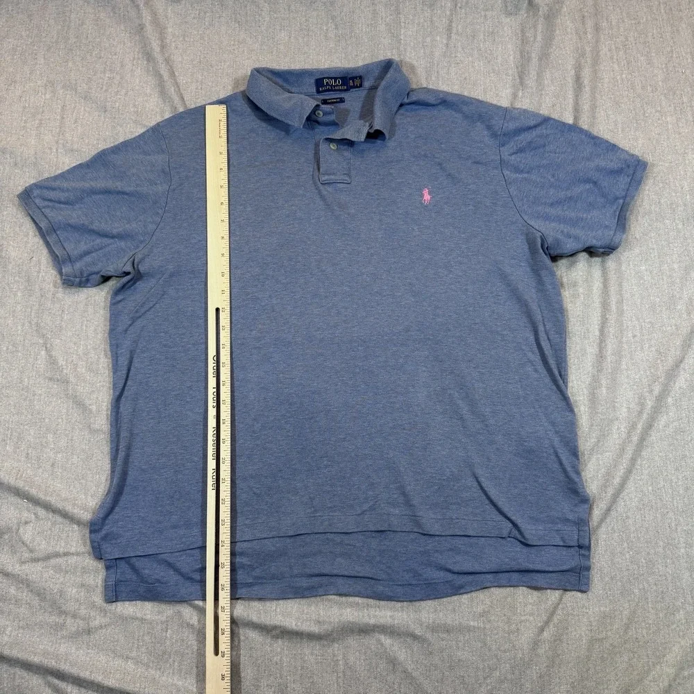 Polo Ralph Lauren‎ Shirt Mens XL Blue Custom Fit Pink Pony Classic Cotton